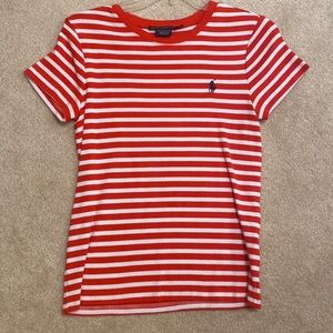 Ralph Lauren red/white striped tee with navy horse